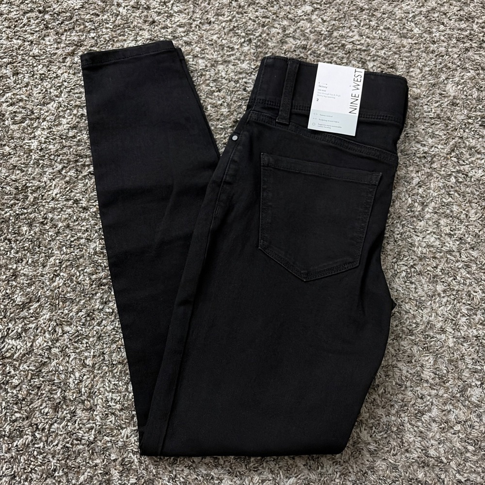 Nine West Skinny Jeans Size 2 Black Mid Rise Stretch Denim